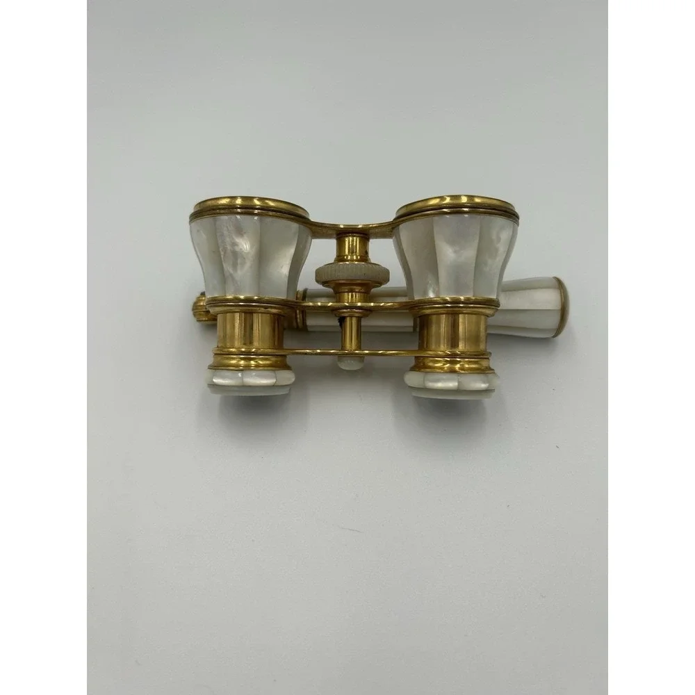 Lemaire Fils Paris Antique Opera Glasses Mother of Pearl Handle Gold Tone